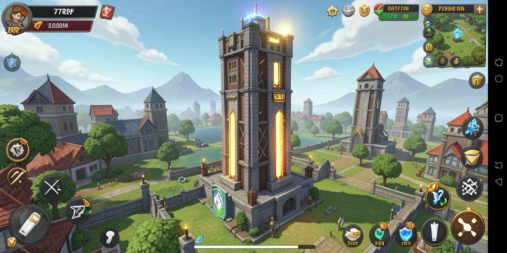 Tampilan menarik dari gameplay Tower Defense 77RP yang seru.