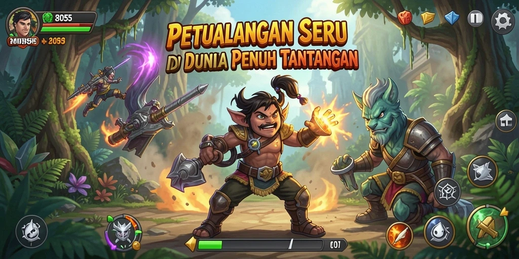 Tampilan gameplay seru dalam dunia petualangan yang menantang.