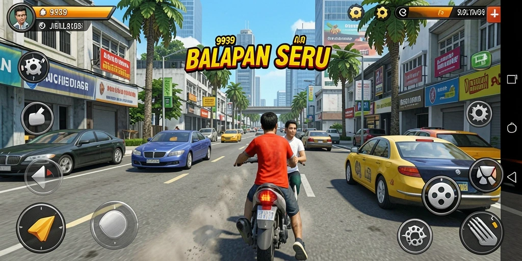 Tampilan gameplay Racing di 9939 yang seru dan mendebarkan.