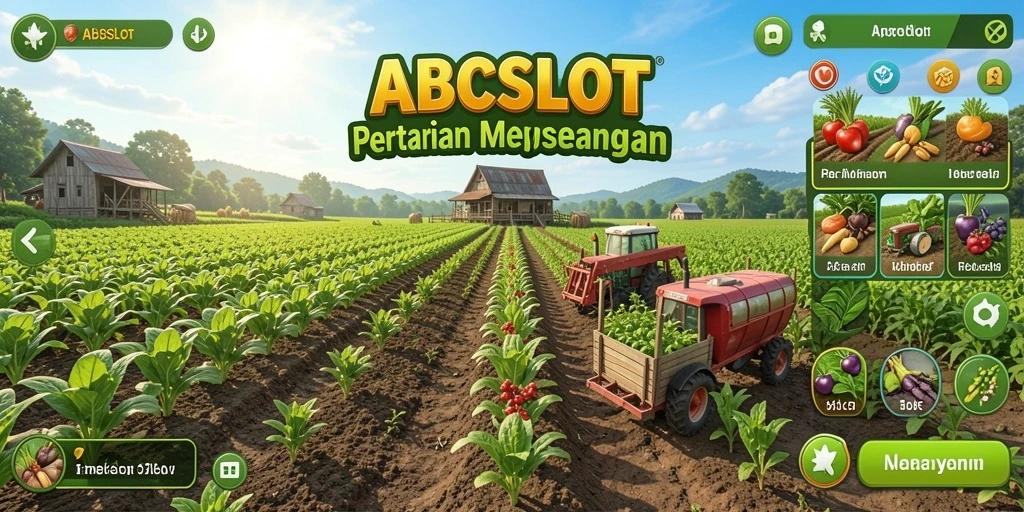 Tampilan gameplay <strong>ABCSLOT</strong> dengan aktivitas bertani yang menyenangkan.