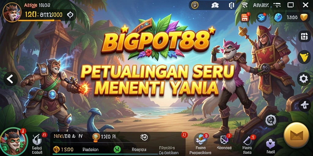 Tampilan gameplay menarik dari BIGPOT88 dengan karakter berpetualang.