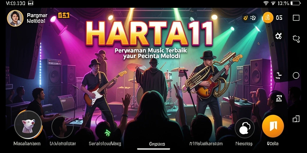 Tampilan HARTA11 menampilkan gameplay yang seru dengan irama musik yang menggugah semangat.
