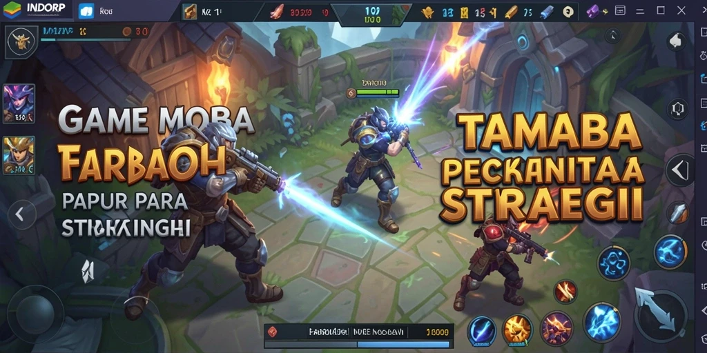 Tampilan gameplay seru dari INDORP dengan pertempuran yang intens.