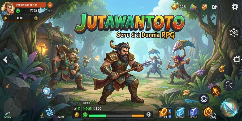 Screenshot JUTAWANTOTO menunjukkan pemain dalam aksi pertarungan RPG.