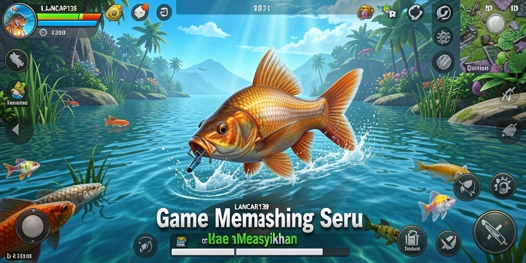 Tampilan gameplay menarik dalam LANCAR138 dengan aksi menangkap ikan.
