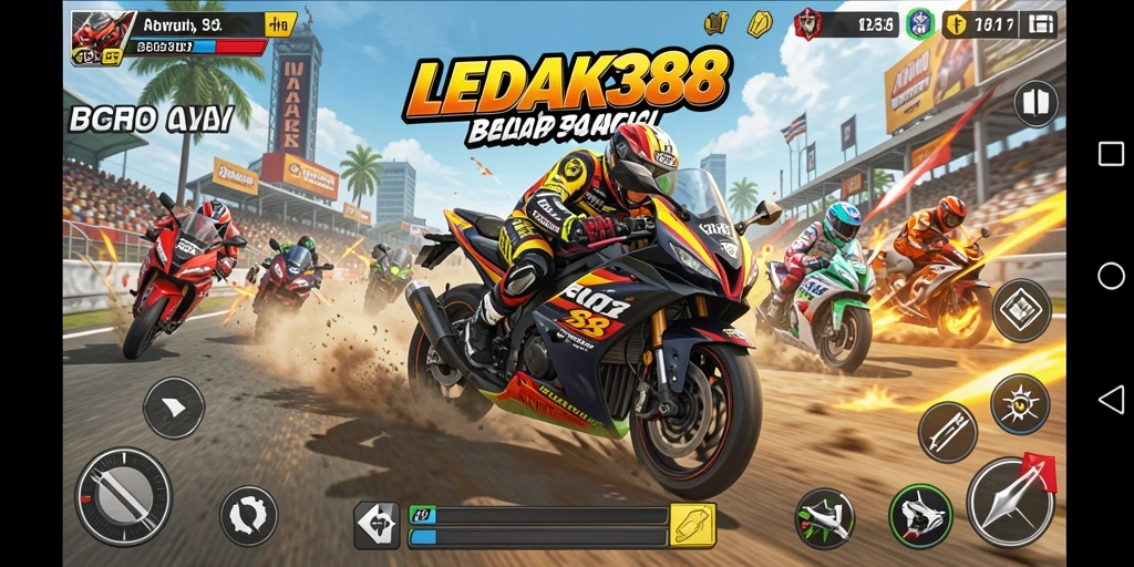 Tangkapan layar gameplay balap motor di LEDAK388.