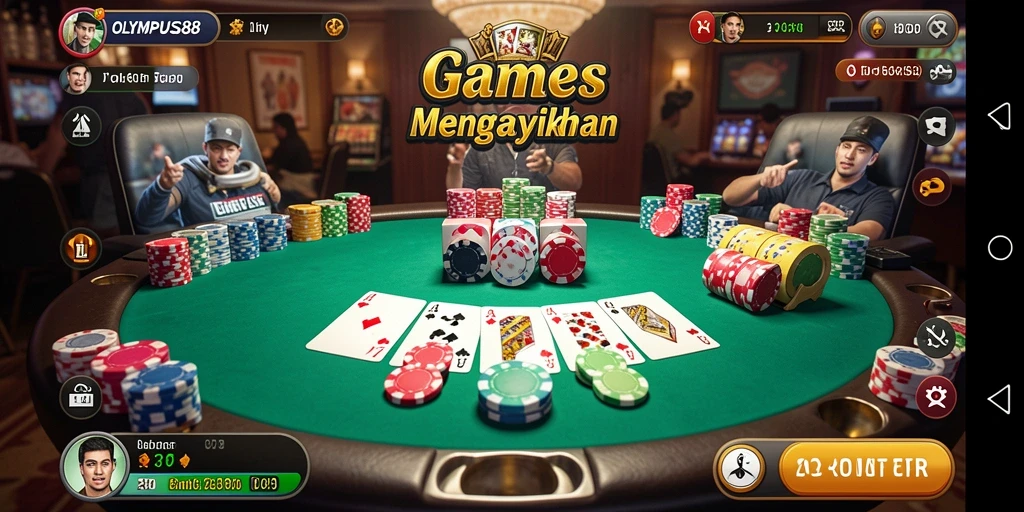 Gambar menampilkan gameplay seru poker di OLYMPUS88.