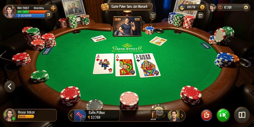 Tangkapan layar gameplay poker yang seru dan mendebarkan.
