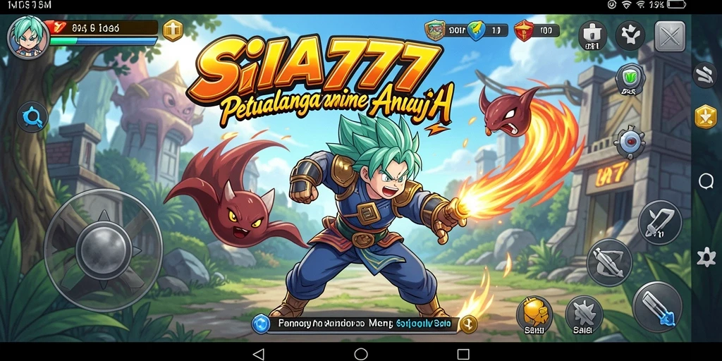 Screenshot dari gameplay SIA777 menunjukkan karakter anime dalam pertempuran epik.